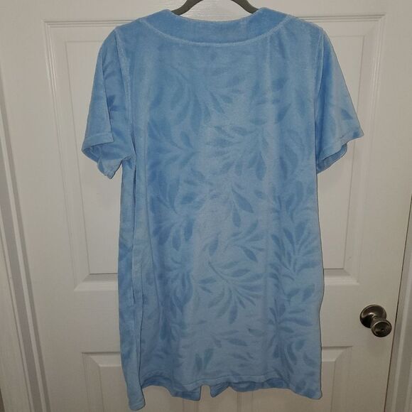 CROFT & BARROW BLUE TERRY POLYESTER ZIP FRONT HOUSE ROBE GOWN SIZE SMALL - Picture 4 of 4